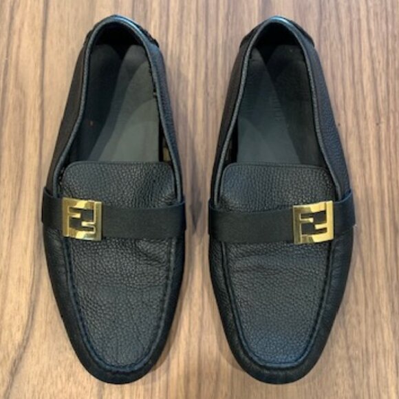 Fendi Other - Fendi Men's FF Squared Black Leather Driver Loafers